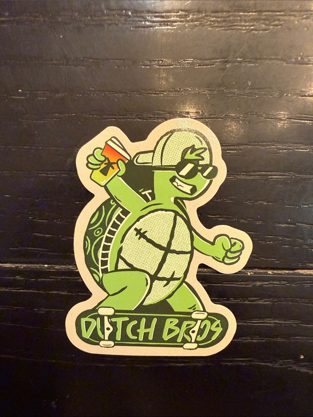 Dutch Bros Lime Green Turtle Skate Sticker